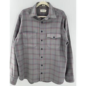 Taylor Stitch Gray The Crater Shirt Red Blue Window Pane Brushed Flannel 44 XL